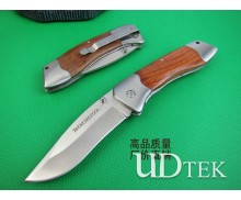 Pear wood double steel head knife folding knife    UDTEK01953